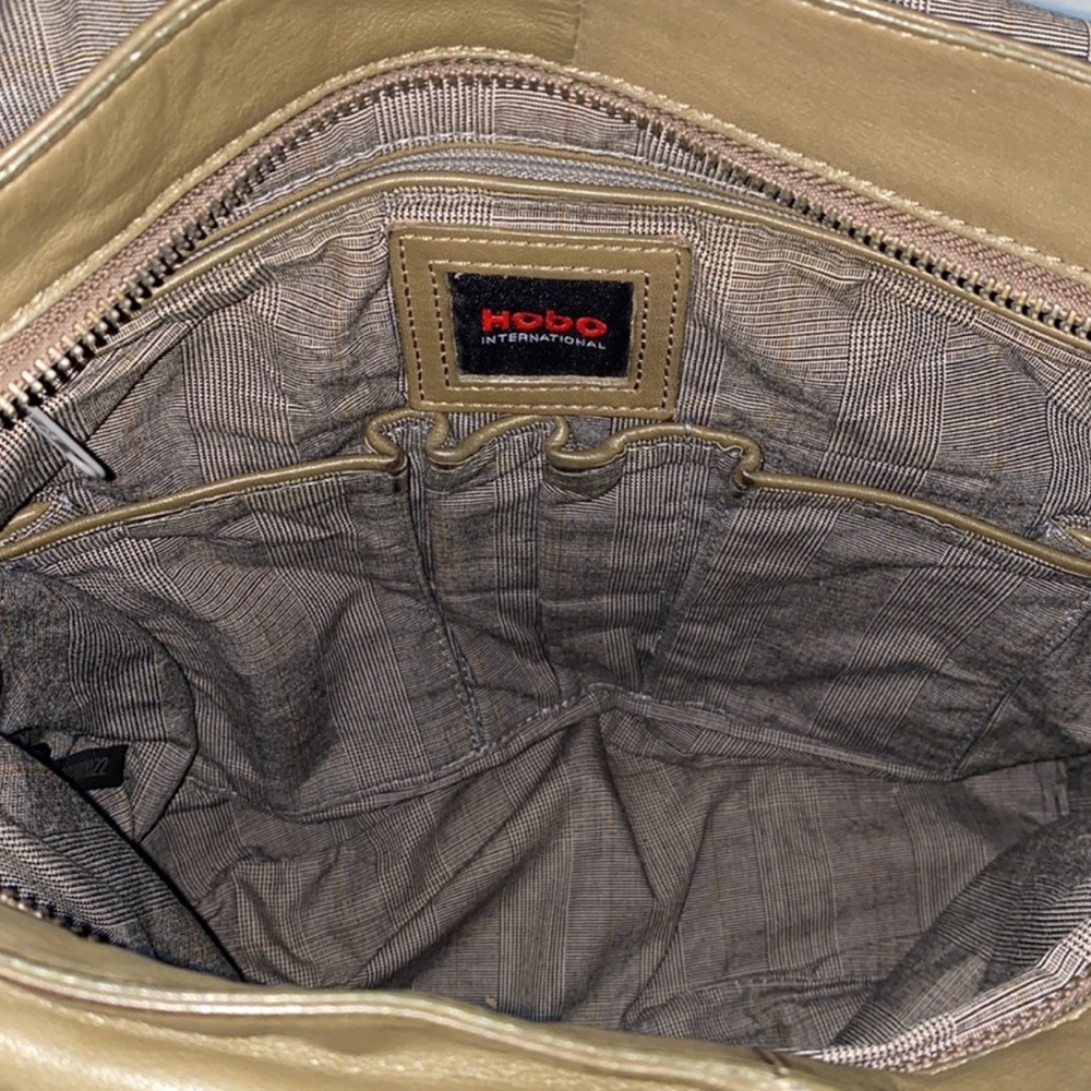 Authentic Hobo vintage Army green leather handbag purse - Picture 12 of 13